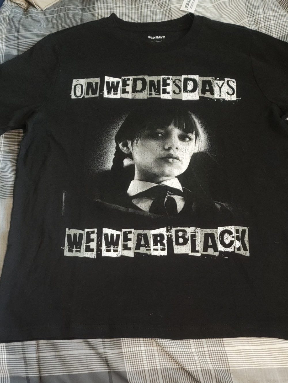Old Navy Black Graphic Tee with Monochrome Portrait